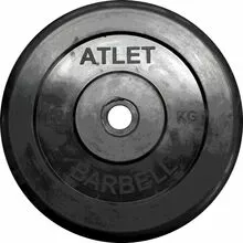 Диск обрезиненный чёрный Atlet, 10 кг, 31 мм