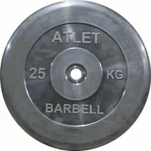 Диск обрезиненный чёрный Atlet, 25 кг, 31 мм