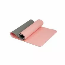 Коврик для фитнеса и йоги 6 мм, TPE - IRONMASTER IRBL17107-P, 173x61 см, розовый с серым