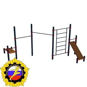 Комплекс из шведской стенки, 2 турников разновысотных и 2 лавочек для пресса (PAW-41)