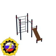 Спортивный комплекс «Шведская стенка, лавочка для пресса и 2 разновысотных турника» (PAW-48)