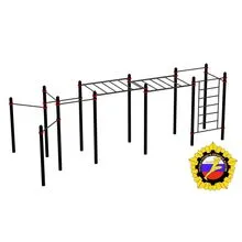 Комплекс с рукоходом классическим двухуровневым, 7 турников и шведская стенка (PAW-51)