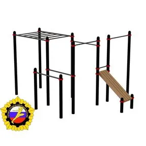 Комплекс из рукохода, брусьев, турников и наклонной лавки для пресса (PAW-54)