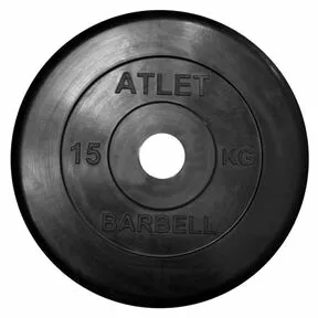 Диск обрезиненный 15 кг Atlet, 26 мм