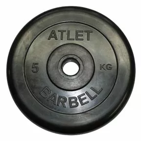 Диск обрезиненный чёрный Atlet, 5 кг, 31 мм