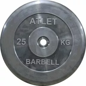 Диск обрезиненный чёрный Atlet, 25 кг, 31 мм