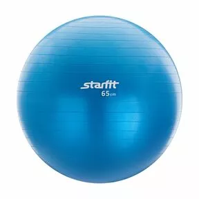 Мяч гимнастический GB-102 с насосом 65 см, антивзрыв, синий и белый