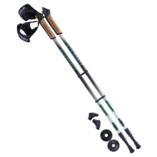 Berger Starfall - палки для скандинавской ходьбы, алюминий, телескопические, 2 секции, высота 77-135 см, чёрно-белый с зеленым
