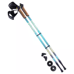 Berger Starfall - палки для скандинавской ходьбы, алюминий, телескопические, 2 секции, высота 77-135 см, синий/серый/жёлтый