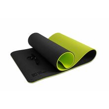Коврик для фитнеса и йоги, толстый 1 см, двухслойный, TPE - Original FitTools FT-YGM10-TPE-BG, 185x61,5 см, черно-зеленый