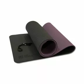 Коврик для фитнеса и йоги, толстый 1 см, двухслойный, TPE - Original FitTools FT-YGM10-TPE-BPP, 185x61,5 см, черно-фиолетовый
