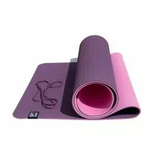 Коврик для фитнеса и йоги 6 мм, двуслойный, TPE - Original FitTools FT-YGM6-2TPE-4, 183x61,5 см, бордово-розовый