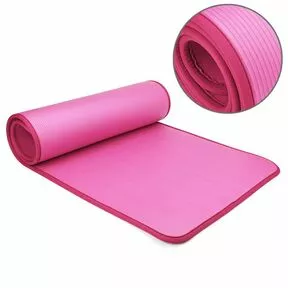 Коврик для фитнеса толстый 1 см с кантом, NBR - 183х61 см, розовый
