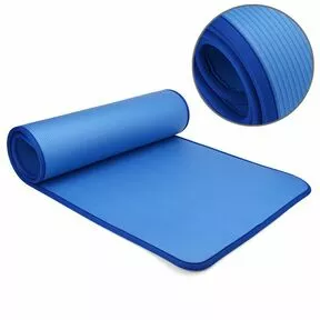 Коврик для фитнеса толстый 1 см с кантом, NBR - НБК - 183х61 см, синий
