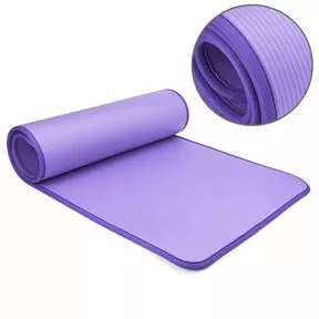 SunoFit Winner - Коврик для фитнеса широкий 82 см, удлиненный 184 см, толстый 1 см, с кантом, НБР (НБК), фиолетовый