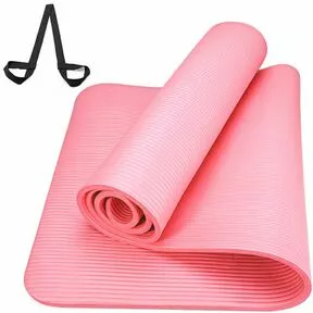 Sunofit Winner - Коврик для фитнеса супер толстый 1,5 см, NBR - НБК - 183х61 см, полосатый с двух сторон, светло-розовый