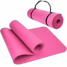 Sunofit Winner - Коврик для фитнеса супер толстый 1,5 см - NBR - НБК - 183х61 см, гладко-полосатый, розовый