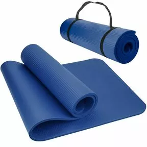 Коврик для фитнеса супер толстый 1,5 см, NBR - НБК - 183х61 см, гладко-полосатый, синий