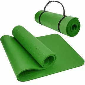 Коврик для фитнеса супер толстый 1,5 см, NBR - НБК - 183х61 см, гладко-полосатый, зеленый