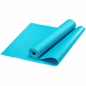 Коврик для фитнеса и йоги толстый и упругий 1 см, ПВХ, 173x61 см, голубой