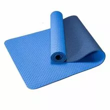 Коврик для фитнеса и йоги 6 мм, ТПЭ - TPE-2T-3, 183х61 см, сине-голубой