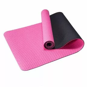 Коврик для фитнеса и йоги 6 мм, ТПЭ - TPE-2T-4, 183х61 см, розово-черный