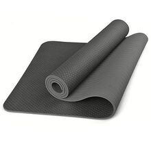 Коврик для фитнеса и йоги 6 мм, ТПЭ - TPE6-S02, 183х61 см, черный