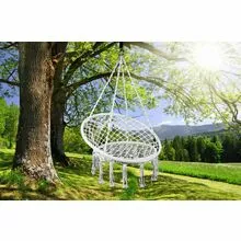 Сидячий гамак-кресло плетеное, подвесное, цвет белый