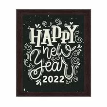 Интерьерная картина, 30х40 см - Надпись «Happy New Year 2022» акрилом на чёрной меловой грифельной доске, дизайн 0010