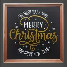 Картина-надпись Merry Christmas для оформления интерьера к Новому году, размер 38х38 см