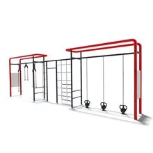 Уличный комплекс с функциональными петлями, сетью, турником и гирями