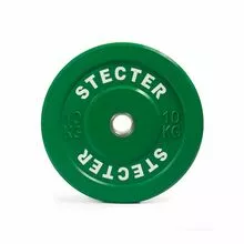 Цветной диск для штанги каучуковый, зеленый, 10 кг, 51 мм