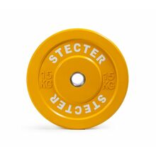 Цветной диск для штанги каучуковый, желтый, 15 кг, 51 мм