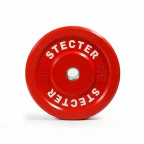Цветной диск для штанги каучуковый, красный, 25 кг, 51 мм
